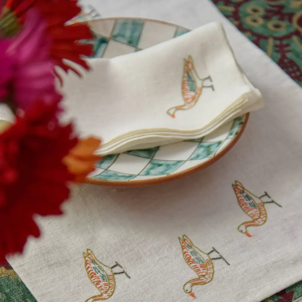 Bug embroidered cocktail napkins, set of 6