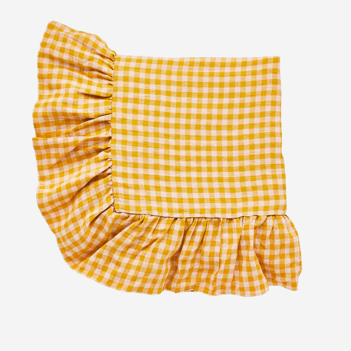 Haberdashery, Gingham Ruffle Elastic Trim - Egg Yolk