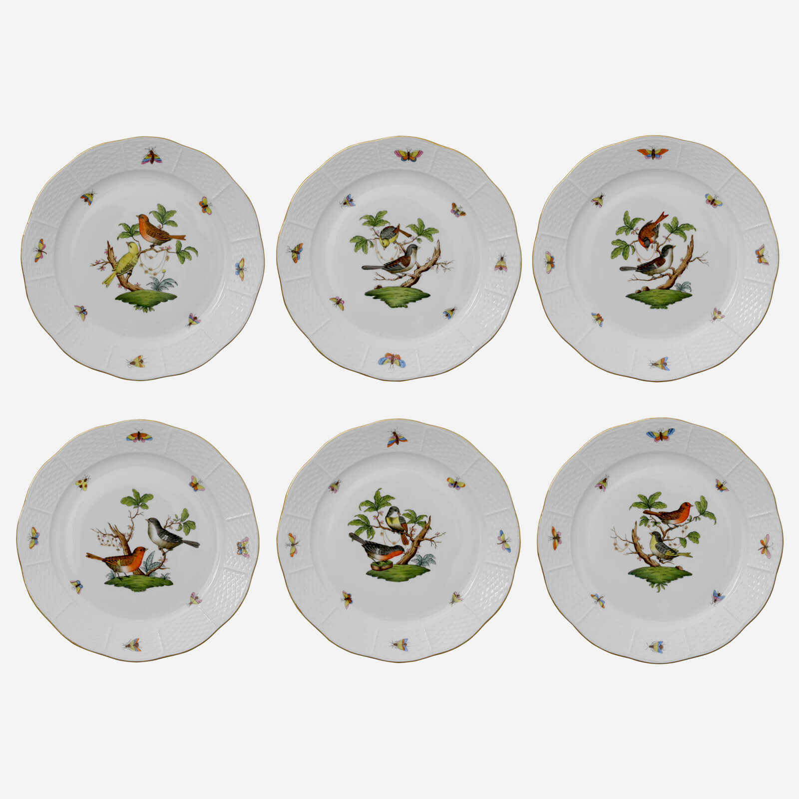 Bonadea Herend Rothschild Bird Small Dinner Plate Set of 6