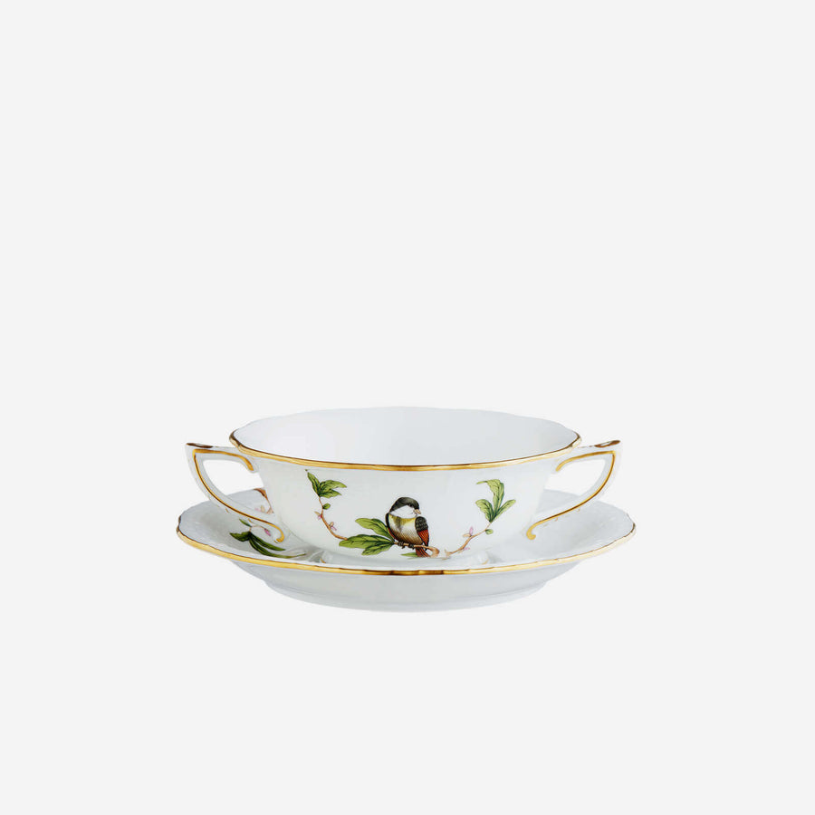 Herend Foret Bird Consommé Cup & Saucer - Set of 6