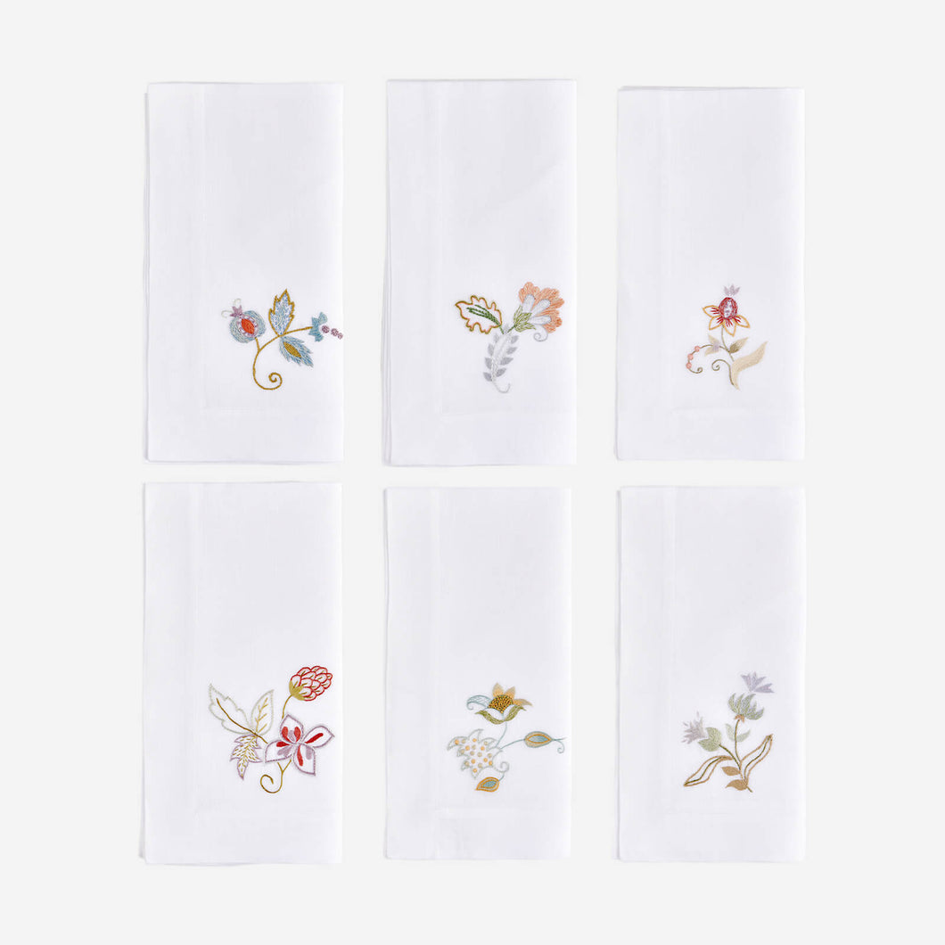 Jacobean Flowers Dinner Napkin Style I - Set of 6