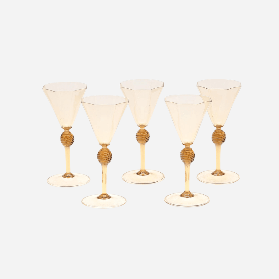 Antiques & Vintage Salviati Venetian Renaissance Revival Wine Glasses  - Set of 5