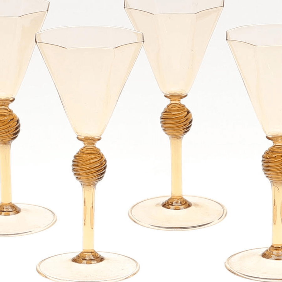 Antiques & Vintage Salviati Venetian Renaissance Revival Wine Glasses  - Set of 5