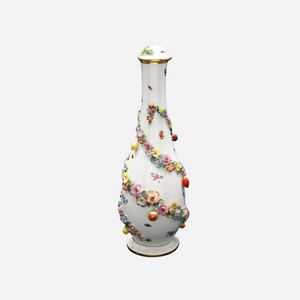 Antique Meissen Floral & Fruit Encrusted Bottle