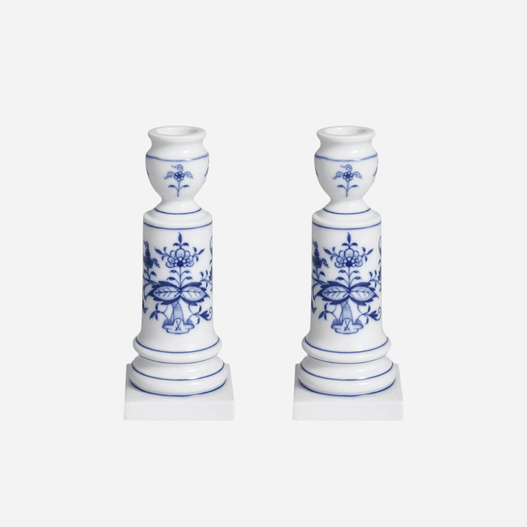 A Pair of Antique Meissen Candlesticks