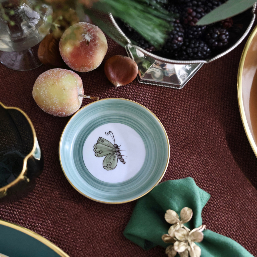 Marie Daâge Jardins d’Udaipur Butterfly Bread Plate - Moss