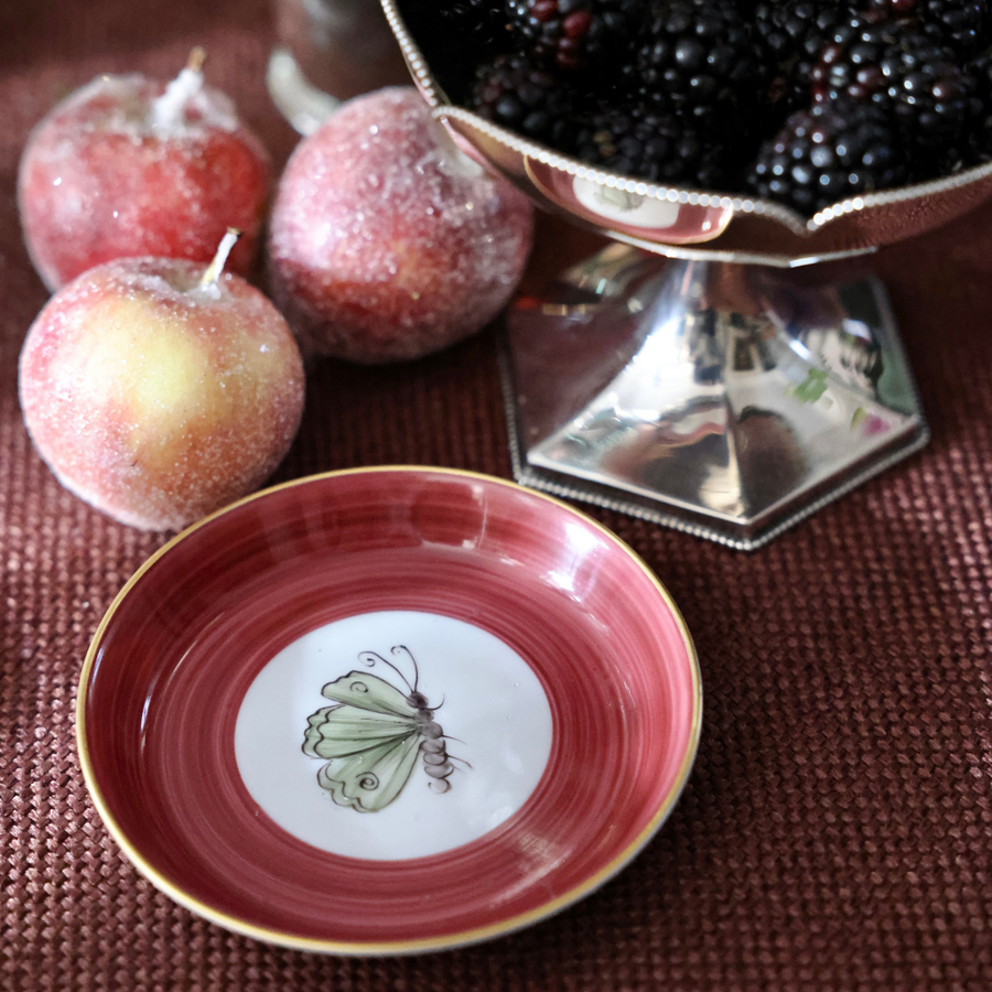 Marie Daâge Jardins d’Udaipur Butterfly Bread Plate - Berry Red