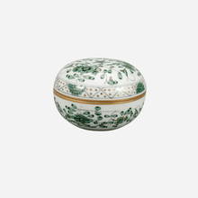 Load image into Gallery viewer, Antique Meissen Green Indian Flower Trinket Box
