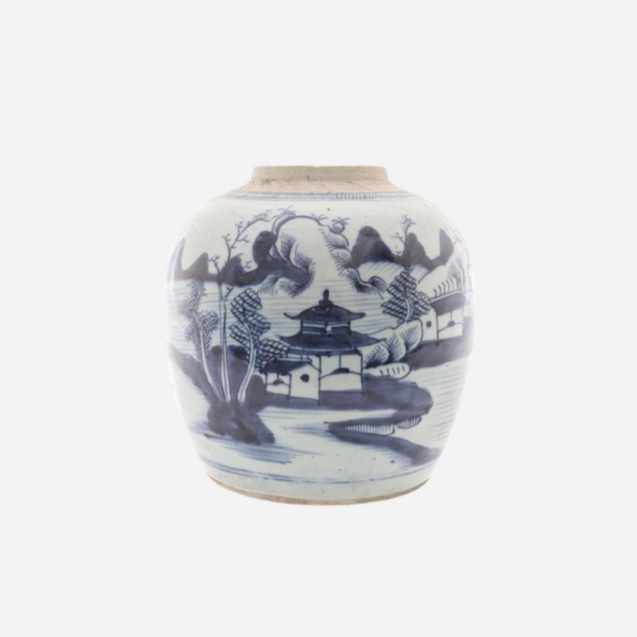 Bonadea Antique Chinese Blue & White Ginger Jar