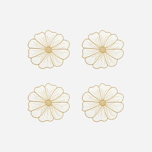 Anemone Coaster White & Gold - Set of 4