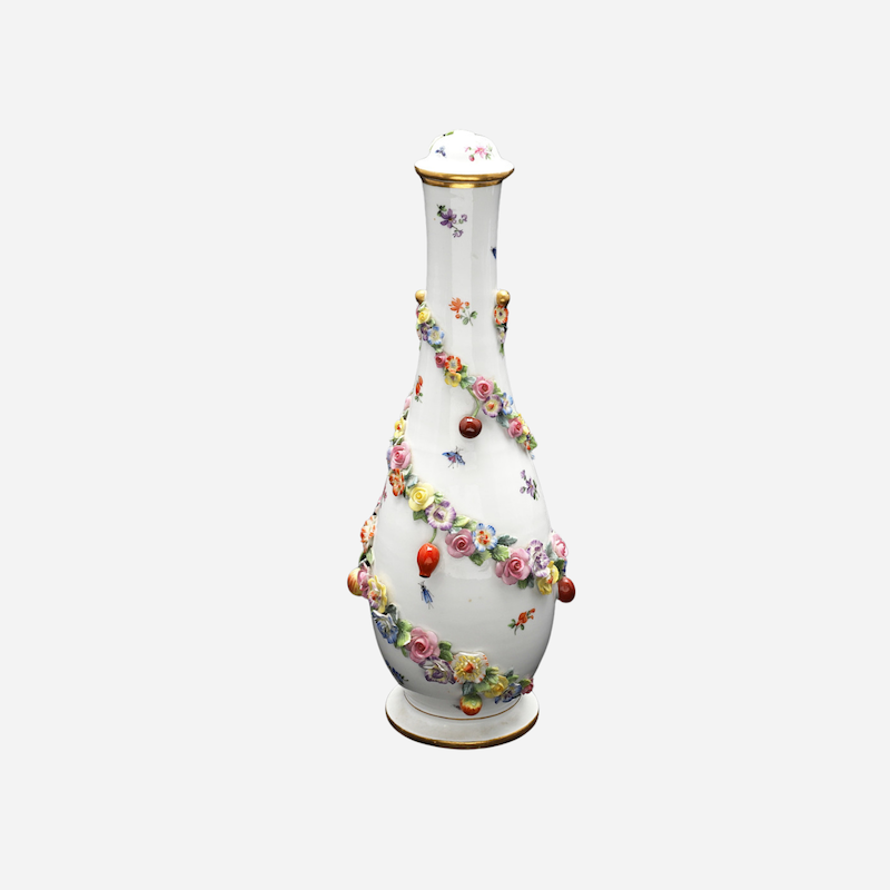 Antiques & Vintage Antique Meissen Floral & Fruit Encrusted Bottle