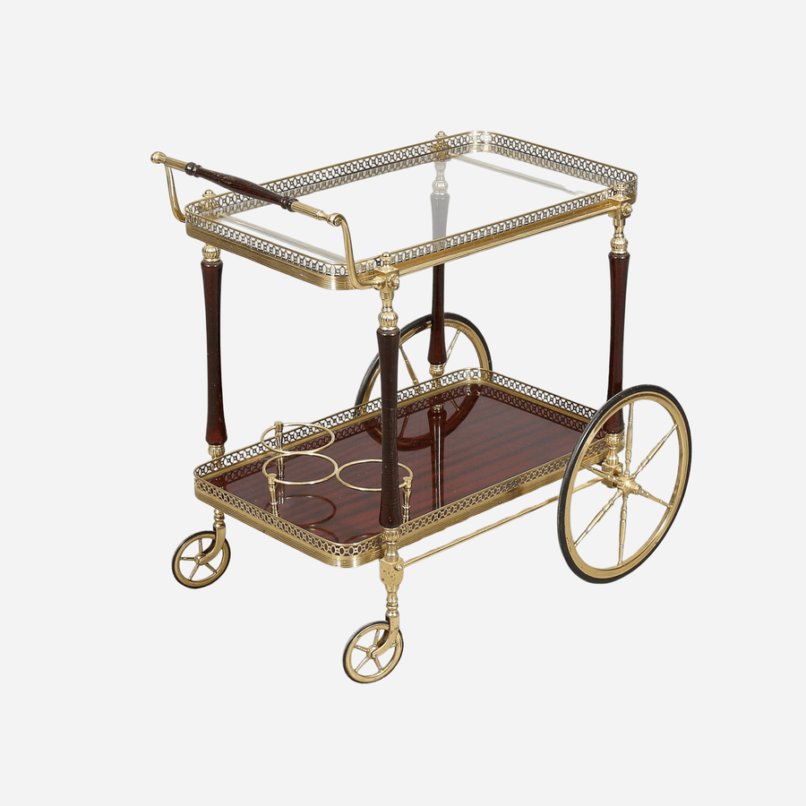 Bonadea Vintage Gold and Dark Wood Trolley