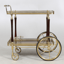 Load image into Gallery viewer, Vintage Gold and Dark Wood Trolley
