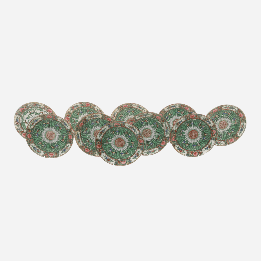 Bonadea Antique Cabbage & Butterfly Plates - Set of 10