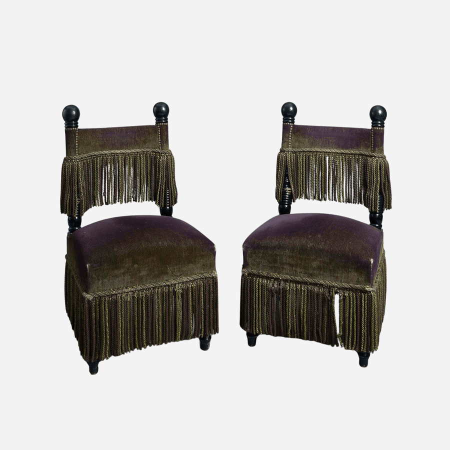 Bonadea A Pair of Mid-20th Century Ebonised Salon Chairs