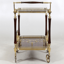 Load image into Gallery viewer, Vintage Gold and Dark Wood Trolley
