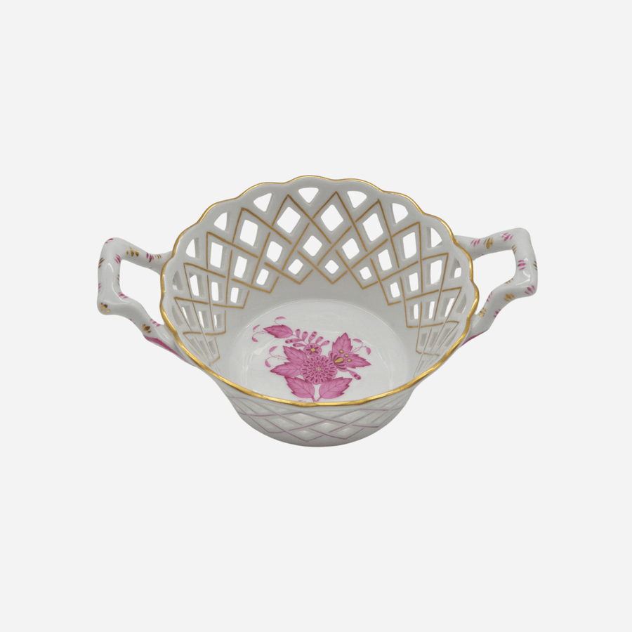 Antiques & Vintage Antique Herend Apponyi Pink Bread Basket