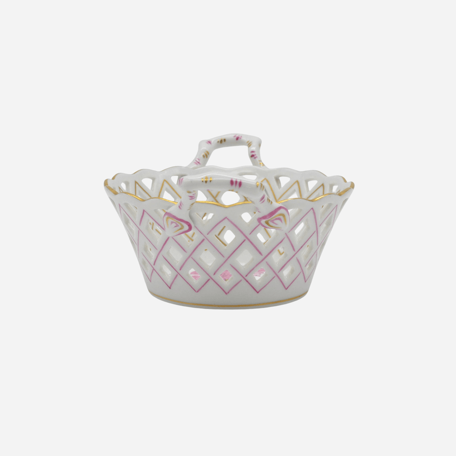 Antiques & Vintage Antique Herend Apponyi Pink Bread Basket