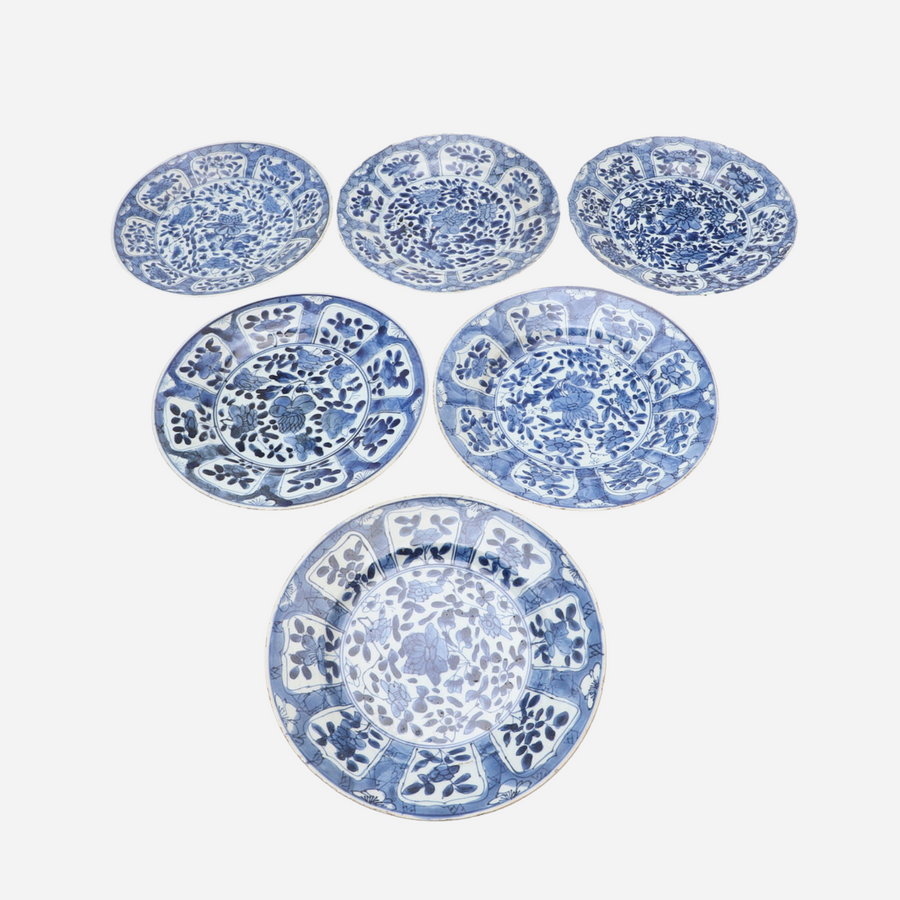 Antiques & Vintage Antique Blue & White Chinese Plates - Set of 6