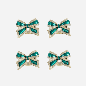 Bow Napkin Ring Emerald - Set of 4