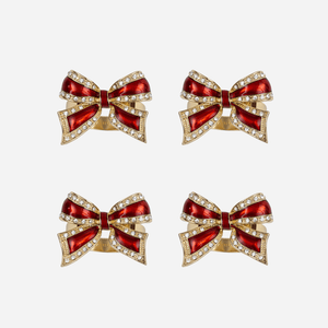 Bow Napkin Ring Ruby - Set of 4