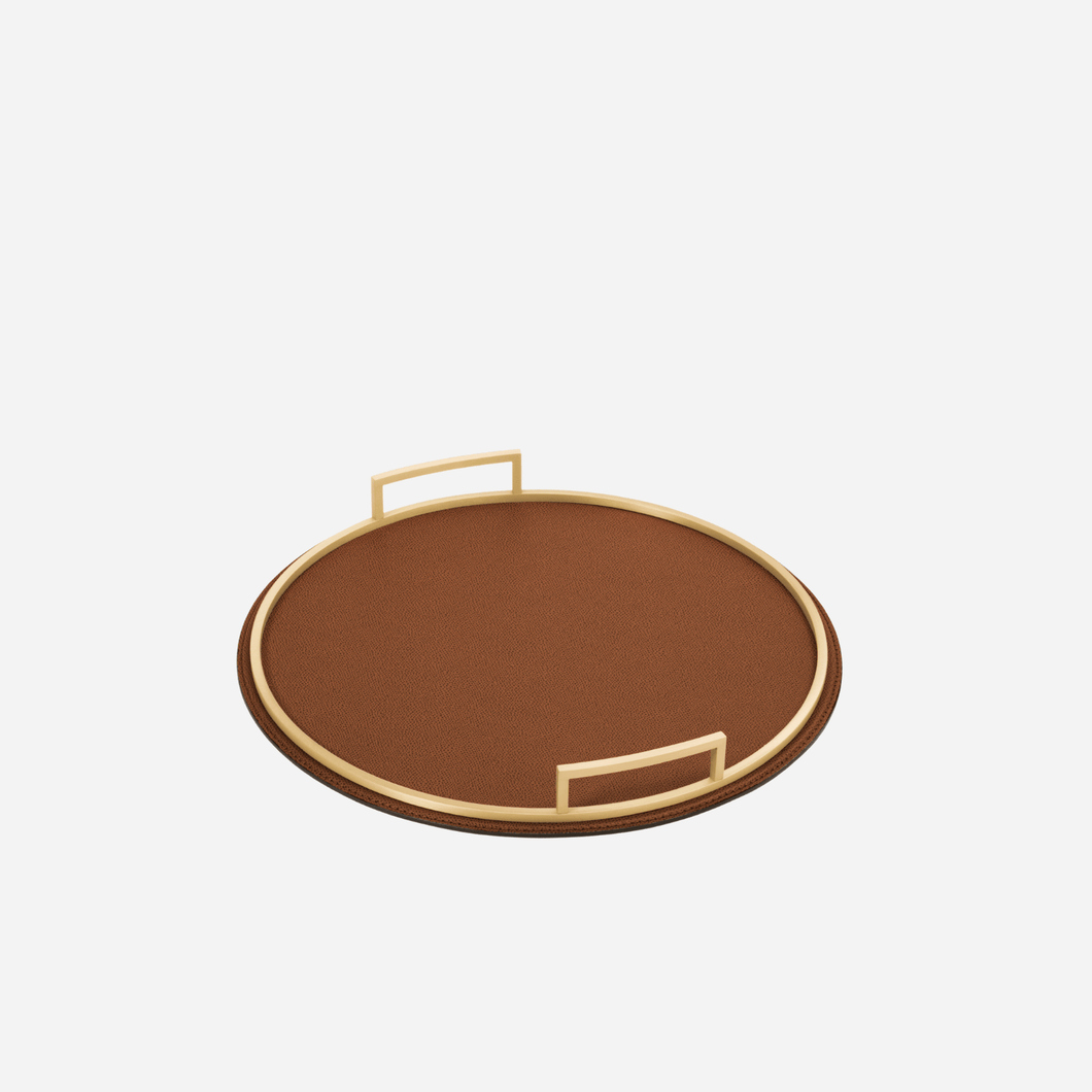 Defile Medium Round Leather Tray Bronze