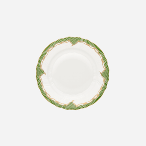 Fish Scale Green & Gold Dinner Plate Rocaille