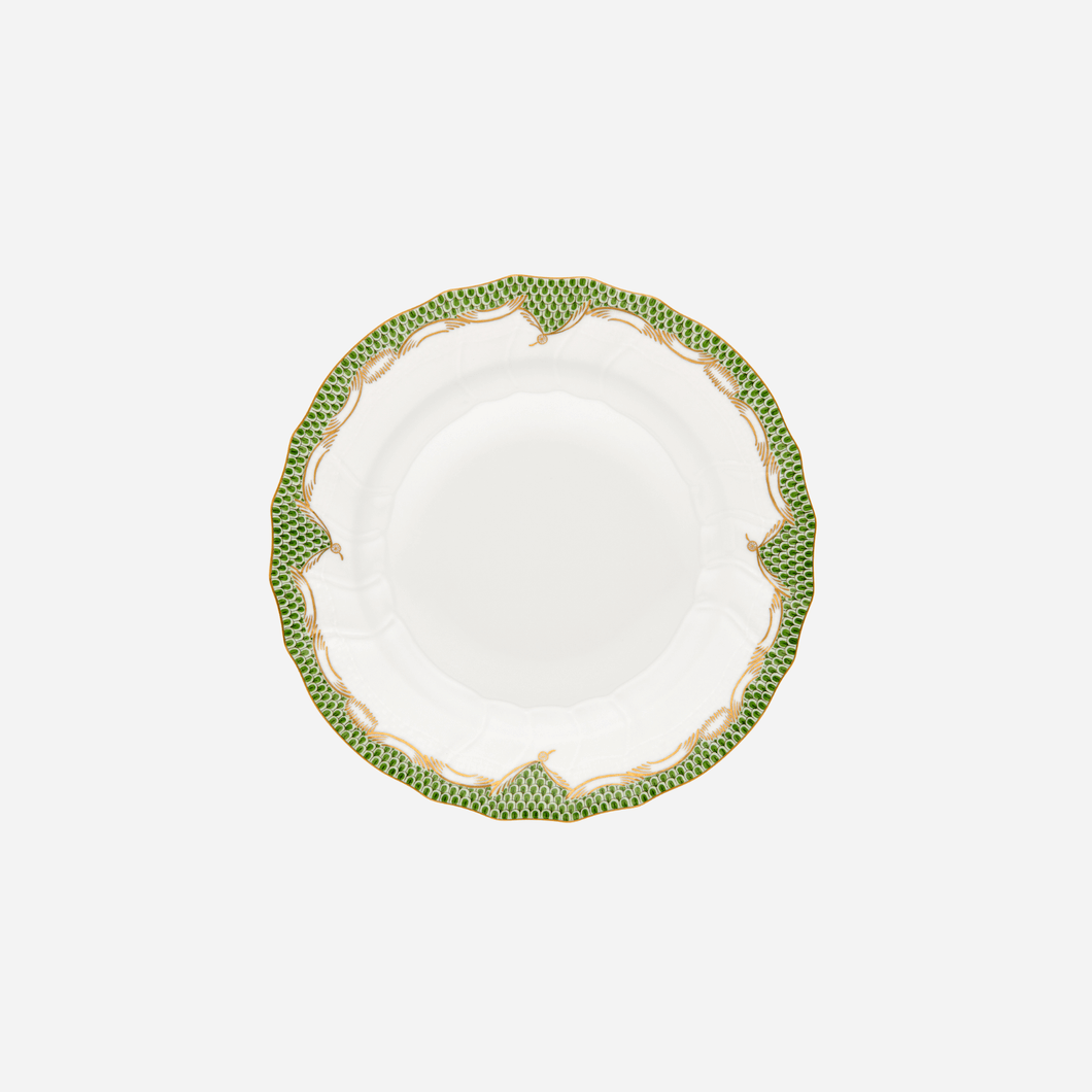 Fish Scale Green & Gold Dinner Plate Rocaille