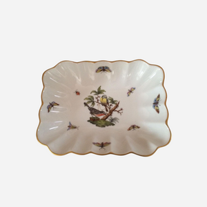 Antique Herend Rothschild Bird Scalloped Dish