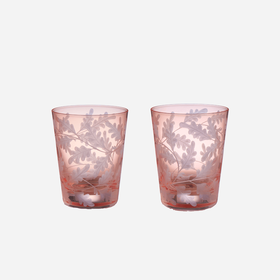 Artel Oak Leaves Medium Tumbler Peach - Set of 2