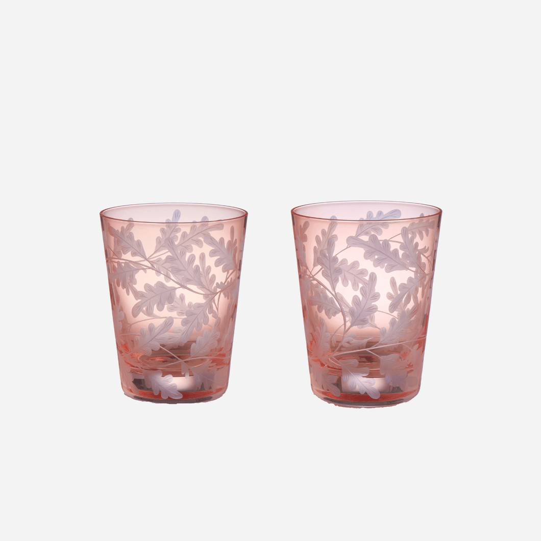 Oak Leaves Medium Tumbler Peach - Set of 2