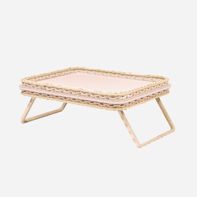 Giobagnara Reims Leather & Rattan Bed Tray Cipria