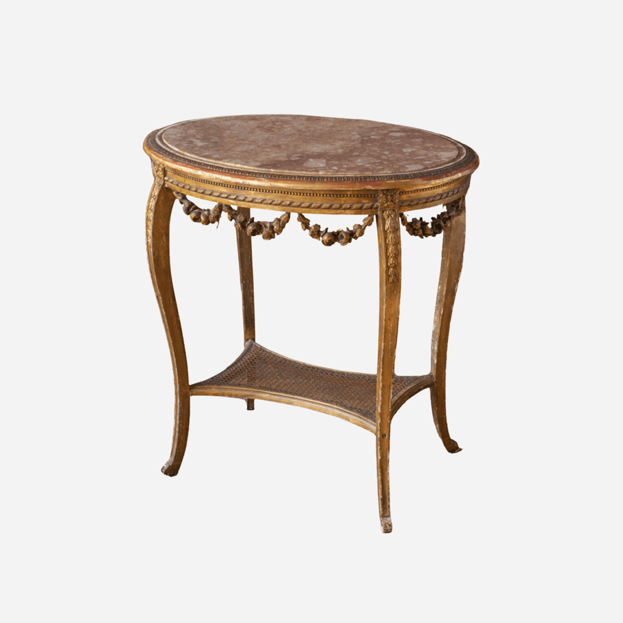 Bonadea A Serpentine Giltwood & Pink Marble Table