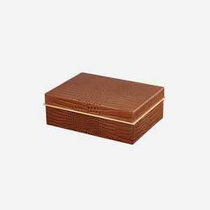 Classic Croc Leather Box Small - Chestnut