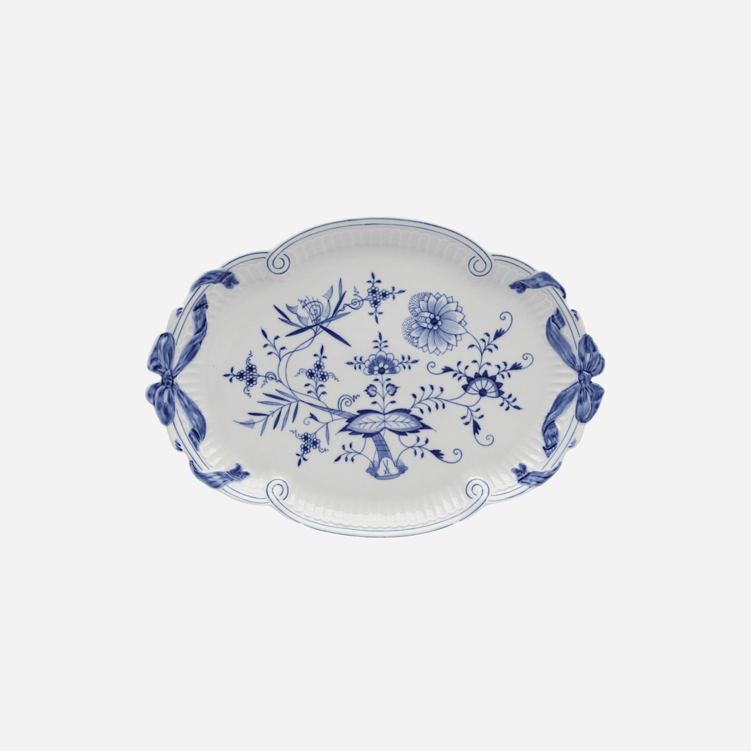 Antique Meissen Blue Onion Platter with Bows