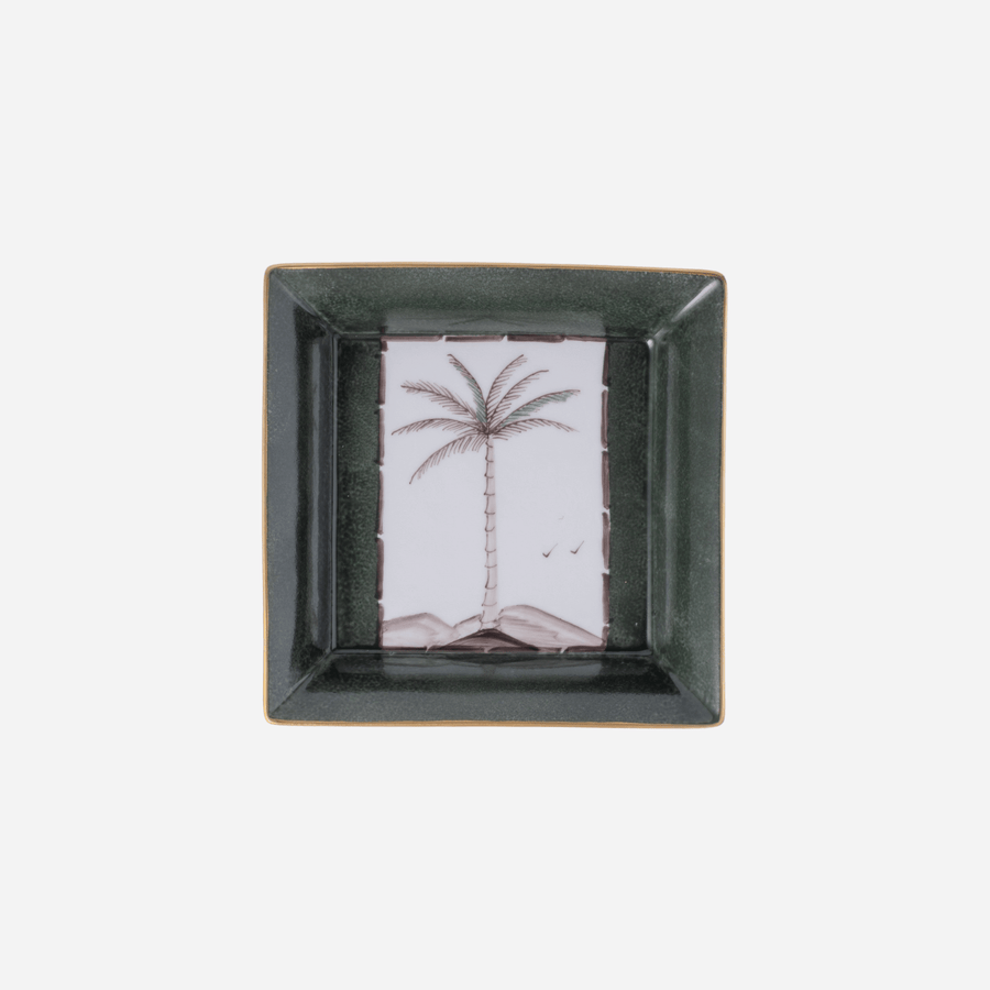 Marie Daâge Palm Square Dish - Khaki Green