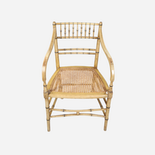 Load image into Gallery viewer, A Pair of Cream Painted Simulated Bamboo Elbow Chairs
