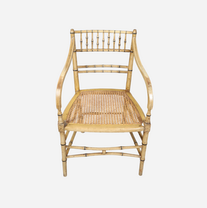 A Pair of Cream Painted Simulated Bamboo Elbow Chairs