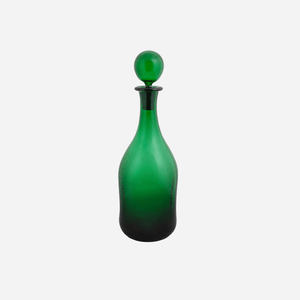 Hand-Blown Green Glass Bottle