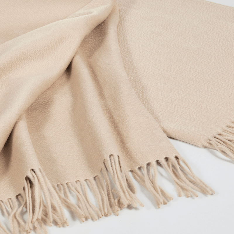 Bonadea Mongolian Cashmere Throw - Sand