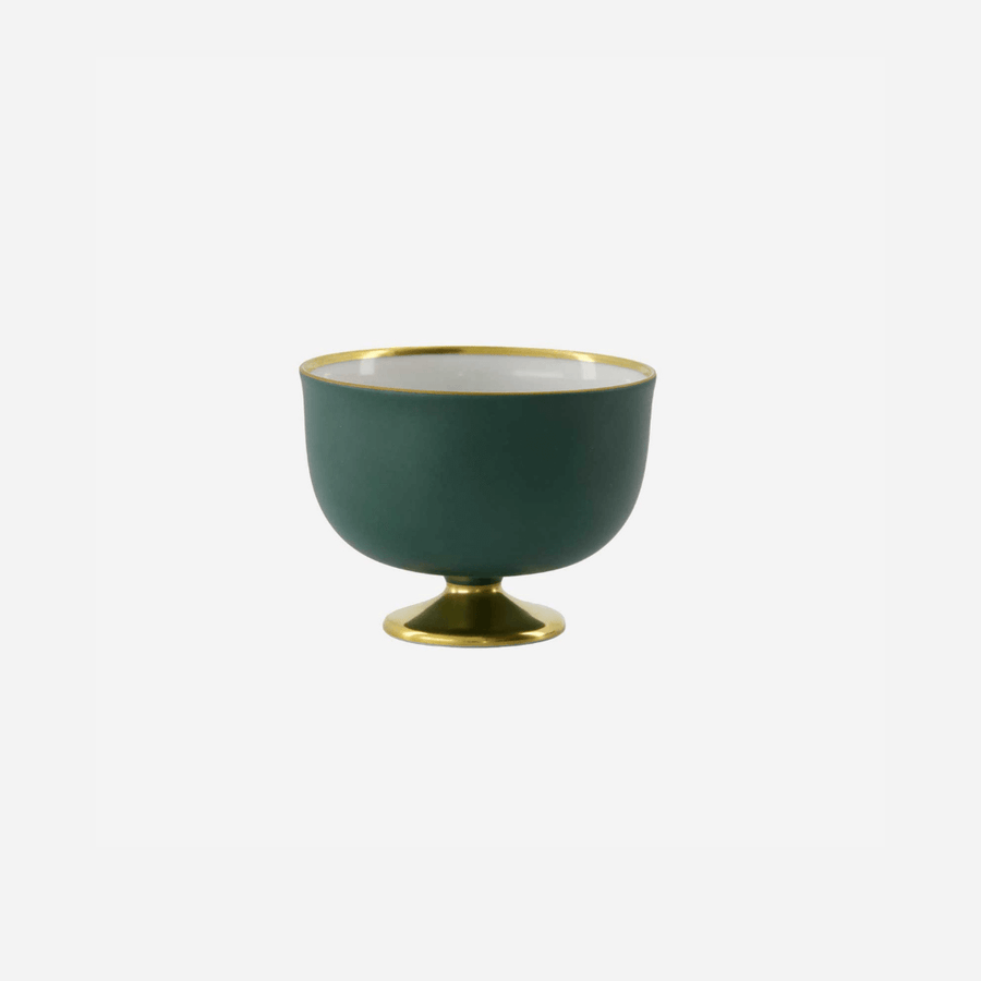 Augarten Wien 1718 Schubert Gold Footed Forest Green Dessert Bowl