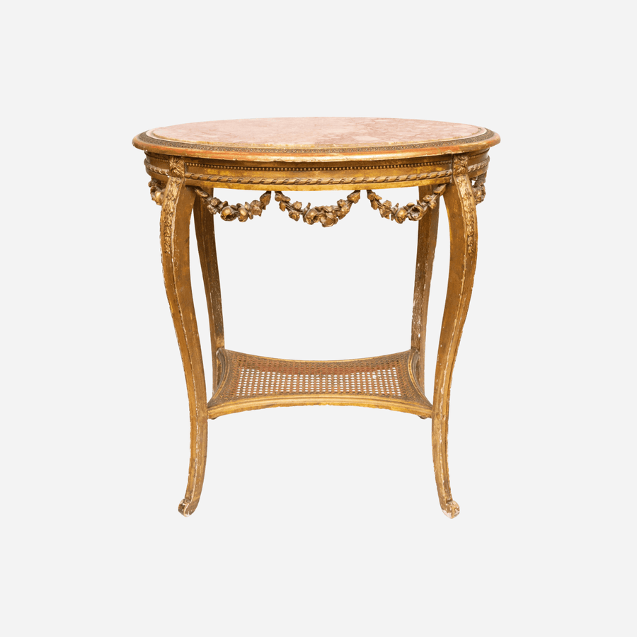 Antiques & Vintage A Serpentine Giltwood & Pink Marble Table