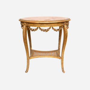 A Serpentine Giltwood & Pink Marble Table